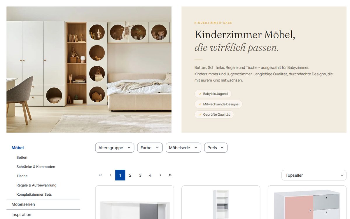 Startseite des Onlineshops Kinderzimmer-Oase