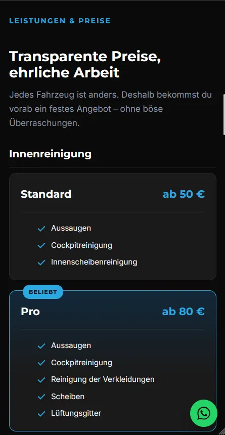 Beispiel einer von Zeitwind Digital gebauten Website
